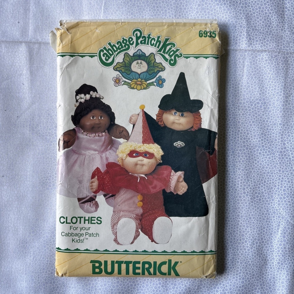 Vtg Butterick Sewing Pattern # 6935 Cabbage Patch Kids Halloween Costumes Uncut